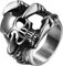 JewelryWe Schmuck Totenkopf Ring Herren Gothic Punk Schädel Klauen Krallen Bandring Edelstahl Biker Band mit Gravur, Silber Größe 62