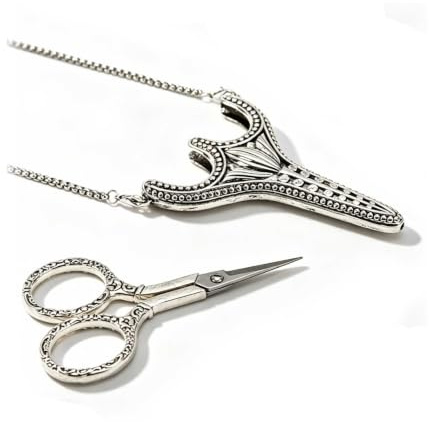 Stickschere, Retro-Nähschere mit Kette, Edelstahl, kleine Schere, scharfe Spitze zum Sticken, Nähen, Schneiden, Kunstarbeiten, Handarbeiten