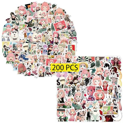 GTOTd Spy Anime Family Stickers Aufkleber(200 Pcs) Geschenke Cool Cartoon Merch für Laptop Wasserflasche Telefon Zubehör Auto Stoßstange Fenster Helm Dekor Teens