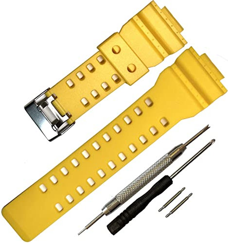 Rihahisy Uhrenarmbänder für Casio GLS-8900/GW-8900/GA-110/GA-100C/GA-120/GD-110/GLS-100 - Silikon, Schwarz, 16 Millimeter