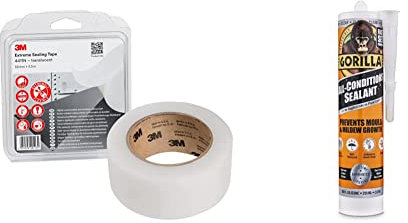 3M Extreme Sealing Tape 4411N - sticks on contact to many metals and plastics & Gorilla 1144110 All Conditions Sealant Silicone Clear 295ml