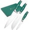 linoroso 3-teiliges Küchenmesser Set Gemüsemesser Kochmesser Santokumesser aus Deutschem Kohlenstoffstahl Ergonomischer Grün Griff mit Eleganter Geschenkbox