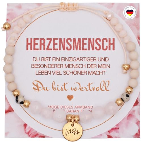 ROSENQUARZ ARMBAND Damen, Edelstein Armband mit exklusiver Geschenkverpackung und Karte Geschenk für Frauen