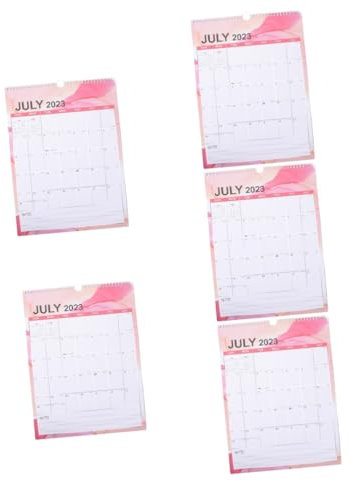 EXCEART 5st Englischer Wandkalender Terminkalender Zeitplan Kalender Monatskalender Zum Aufhängen Kalender Zum Aufhängen An Der Wand Countdown-tageskalender Büro Spule Memorandum Papier