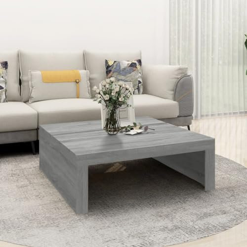 Tino Tech Couchtisch aus Holzwerkstoff 100x100x35 cm Wohnzimmertisch Coffe Table Center Table Wohzimmer Couchtisch Stubentisch Akzenttisch Cauchsofa Tisch Modern Beistelltisch Grau Sonoma