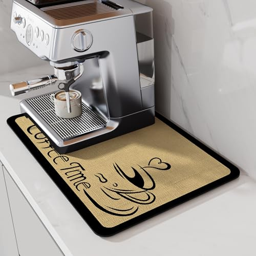 LIMNUO Tappetino da caffè, assorbente e antimacchia, con retro in gomma impermeabile, si adatta sotto la macchina del caffè (50x30cm)