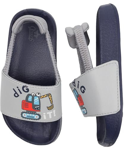 Youecci Sandales pour Garçons été Enfants Plage Piscine Pantoufles Plat Antidérapant Douche Pantoufles Cartoon Excavator 28 EU