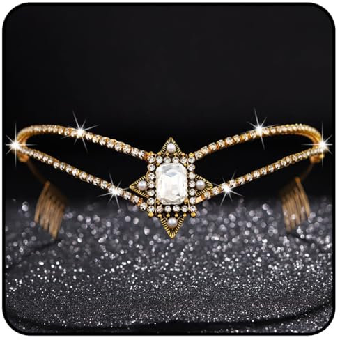 Zoestar Hochzeit Kronen Tiara Gold Strass Kronen Stirnband Kristall Prinzessin Tiaras Kopfschmuck Braut Kopfbedeckungen für Frauen und Mädchen