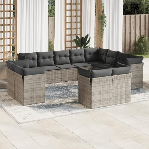 Faroom Loungemöbel Set mit Stauraum Gartenlounge XXL Groß Gartenlounge Outdoor Polyrattan Gartenmöbel Set Gartensofa Terrasse Terrassenmöbel Ecklounge Sitzgarnitur Grau 12-tlg-Type-426
