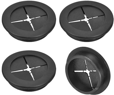 sourcing map 4 Pcs Cable Cord Grommet, 2 Inch (50mm) Desk Grommet Flexible Rubber Grommets Wire Hole Cover Pass Through for Office Computer Desk Wire Organizer, Black