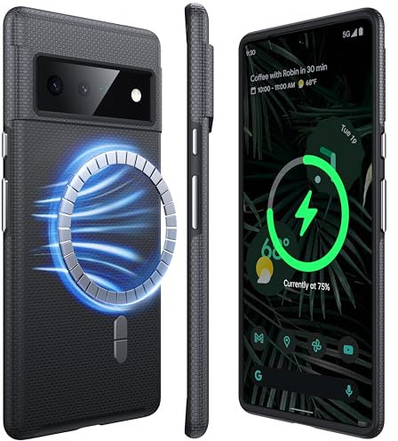 NJROW Starker Magnetisch für Google Pixel 6 Pro Hülle Kompatibel mit MagSafe [2024 Neu] [Dual Layer Schutzhülle] [Militärisch Stoßfest] Robuste Handyhülle für Google Pixel 6 Pro Case Dünn, Schwarz