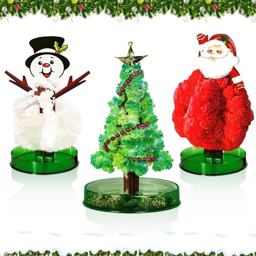 3 Stück Mini-Weihnachtsbaum,Magischer Papier-Baum,DIY Kristall-Züchtungs-Set,Magischer Weihnachtsbaum,Magic Growing Christmas Tree Kit,Wissenschafts-Kits und Spielzeuge,Lernanleitung