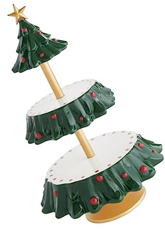 HOMOCONO Weihnachtlicher Cupcake-ständer Zweilagiger Dessert-turm Für Snacks Einzigartige Weihnachtsbaum-form Für Festlichkeiten Hochzeit Und Partys Dekorativ Und Funktional