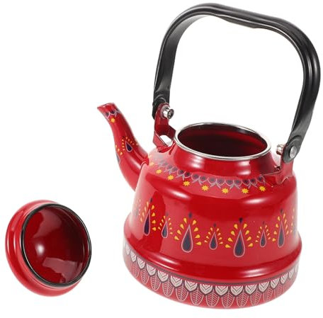 BRIGHTFUFU Vintage Enamel Kettle Stove Top Tea Pot Enamel Tea Pot for Kitchen Use Portable Kettle Stovetop Water Boiler