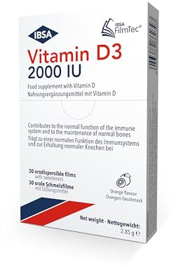 Vitamin D3 Supplement | 2000 IU Fast-Dissolving Oral Films | Melt on Tongue, No Water, No Tablets | with Olive Oil for Better Absorption | Supports Immunity, Bones & Energy | Gluten Free | IBSA