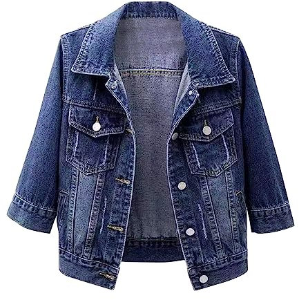 Generisch Damen Jeansjacke Kurz Tailliert Übergangsjacke Elegant Jeansmantel Große Größen Bikerjacke Mit Taschen Denim-Jacke Vintage Damenjacken Casual Kurzjacke Boyfriend Jeans Jacket