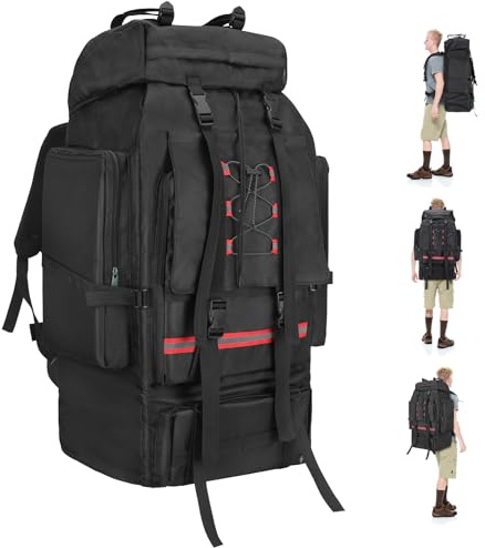Yaskyly 130L Wanderrucksack Reiserucksack Herren Damen Große Trekkingrucksack Campingrucksack mit Reflexstreifen Outdoor Sport Reise Tagesrucksack Militärischer taktischer Rucksack Geschenke