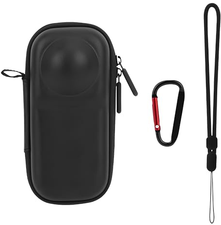 DEBMALE Insta360 X5 Carrying Case - Portable PU Hard Shell Travel Storage Bag for Insta360 X5/X4 Action Camera Accessories Protective Cover with Carabiner