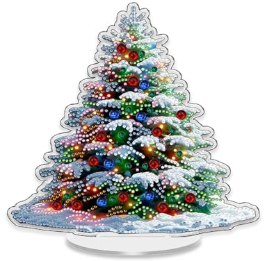 Skeadex Diamond Painting Weihnachten Tischdeko, 5D Weihnachtsbaum Diamont Painting Weihnachten Deko Diamond Painting Winter Diamant Malerei Weihnachtsbaum für Erwachsene Kinder (B)