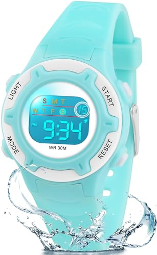 Ayybboo Montre Enfant Numérique Garçon Fille,Montres Digitale Sport avec LED 7 Couleurs Lumineuse,Étanche 30M,Alarme,Chronomètre,Date,Cadeaux pour Enfants