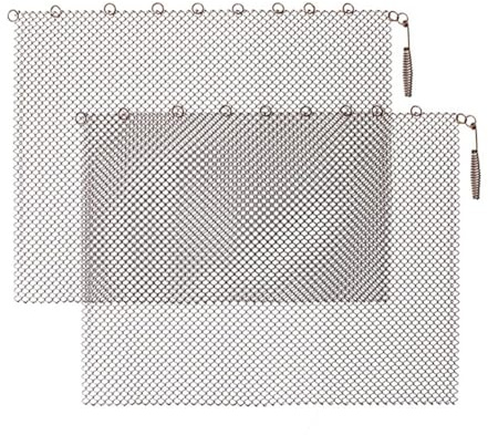 ZYNCUE Kaminvorhang mit Funkenschutzkette für Herd, 61 x 45,7 cm und 61 x 56,9 cm, Metall-Kaminschutz für Heimdekoration, 2 Stück