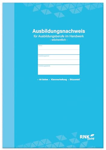 RNKVERLAG 5051 - Ausbildungsnachweisheft für das Handwerk mit zusätzlichem Skizzenteil, für wöchentliche Eintragungen, 1 Stück