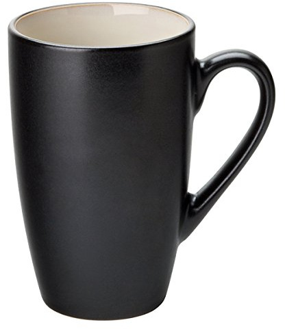 Utopia Barista Coffee Mug Almond 320ml - Black Porcelain Coffee Cup with Almond Colour Interior