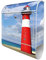 banjado® Design Briefkasten mit Leuchtturm Westkapelle 38,5x46,5x13cm & 2 Schlüssel - Briefkasten Stahl weiß mit Zeitungsfach pulverbeschichtet - Postkasten A4 Einwurf inkl. Montagematerial