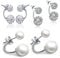 Yumilok 925 Sterling Silber Zirkonia Kristall Perlen Doppel Kugeln Ohrhänger Ohrstecker Ohrring Jackets Hypoallergen Ohrschmuck für Damen Frauen Mädchen, 3 Paare