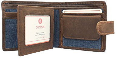 Cactus Bi-Fold Canvas Wallet with Leather Trim and RFID Protection 183_81 Denim