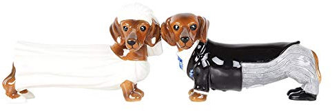 Pacific Giftware Juego de salero y pimentero con diseño de salchicha y novio