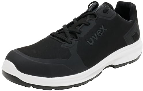 Uvex 1 Sport S3 ESD Sicherheitsschuhe für Herren - Bequeme & Atmungsaktive Arbeitsschuhe für Männer - Leichte & Ergonomische Halbschuhe Velours ,Schwarz,41 EU