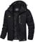 TACVASEN Herren Winterarbeitsjacken Outdoorjacke Snowboardjacke Warme Verdickete Winterjacke Kapuzenjacke für Männer, Schwarz, XXL