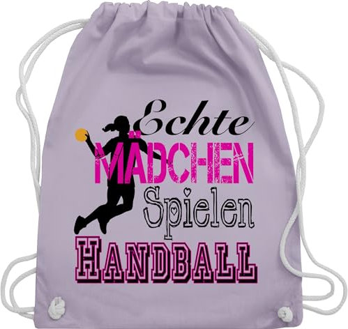 Turnbeutel Rucksack - WM 2023 Trikot Ersatz - Echte Mädchen Spielen Handball - Unisize - Pastell Lila - sportbeutel groß turnsäckchen bags tasche gym beutel sporttasche turnsack kinderturnbeutel