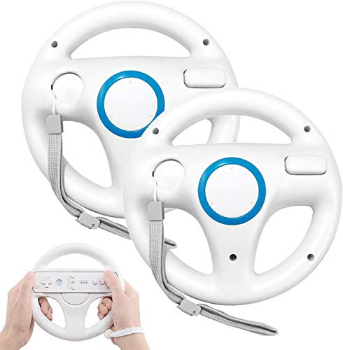 PowerLead Volante per Wii (2 PCS), Steering Wheel per Mario Kart Racing, Volante per Wii Game Controller-Bianco