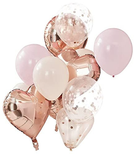 Ginger Ray Blush and Rose Gold Balloons Bundle 12 Stück Mix It Up, Kunststoff Nylon, Roségold, Rosa