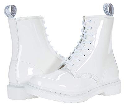 Dr. Martens Damen 1460 Mono Mode-Stiefel, Weiße Lacklampe, 38 EU