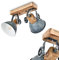 Deckenleuchte Orny, 2-flammig, mit verstellbaren Strahlern, Deckenlampe aus Metall/Holz in Grau/Weiß/Braun, 2 x E27-Fassung, Spot im Retro/Vintage Design, ohne Leuchtmittel