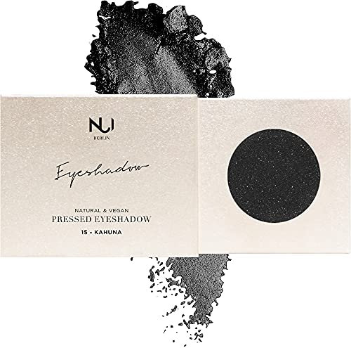 NUI Cosmetics Naturkosmetik vegan natürlich glutenfrei Make Up- Natural Pressed Eyeshadow 15 KAHUNA, schwarz, silbernem Glitzer Finish