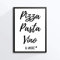 Din A4 Kunstdruck ohne Rahmen - Spruch - Pizza Pasta Vino & Amore - Nudeln Wein Vino Liebe Küche Esszimmer Druck Poster Bild