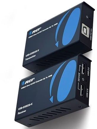 OREI Rallonge USB sur Ethernet jusqu'à 100 m – Prolonge Les signaux USB 2.0 sur LAN Ethernet avec 2 Ports – Câble d'alimentation, Extension Longue Distance et Prise en Charge de Tous Les systèmes