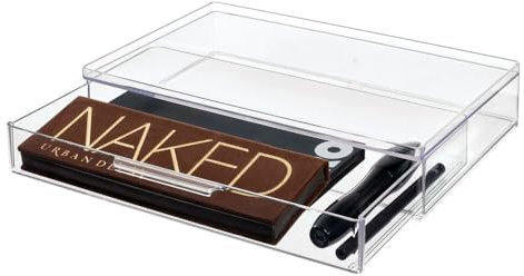 iDesign Clear Recycled Plastic Organiser Bin with Pull Out Drawer