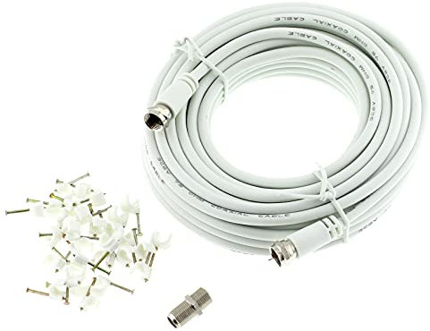 Reulin 10M Slim F-Type Coaxial Cable Kit, For Sat TV, Modem, Sky, Virgin Media, Freesat, BT Box, Satellite Receiver, 3C2V - 75 OHM (10 Meter)