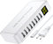 Slitinto Station de Charge USB 8-Ports avec Écran LCD - Chargeur Multiple pour iPhone 14/13/12/11, Galaxy S23/S22/S21, iPad, Casque, Tablette - Blanc