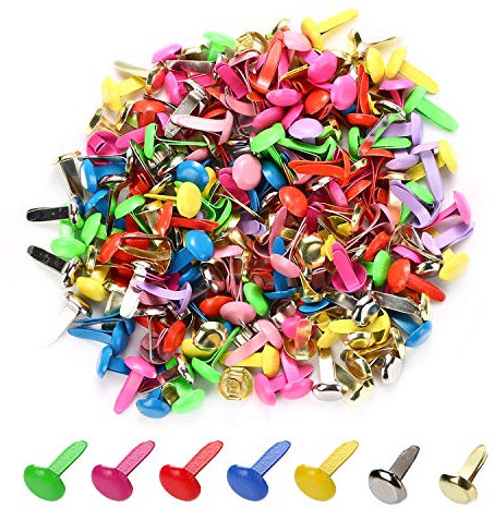 moinkerin 200 Stücke Mini Runde Brads, Musterklammern Metall Bunte Brads 8X 16mm Verwendet für Scrapbooking Papier Briefklammern Basteln Handwerk DIY Kunsthandwerk