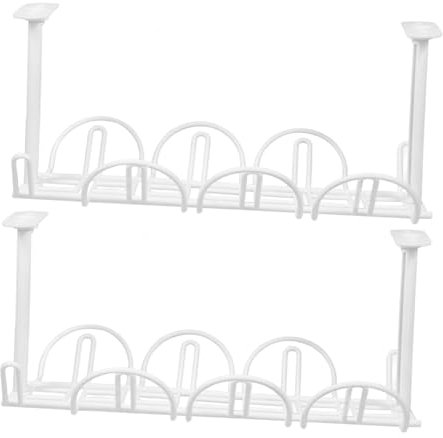 VILLCASE Tablet Holders 2 Sets Wire Hanger Desktop Cable Holder Wire Stand Under Desk Cord Rack Under Desk Cable Rack Organizer Bracket Wire Rack Cable Tray Under The Table Plastic White
