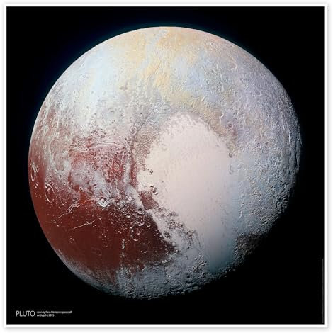Pluto, Aufnahme von New Horizons (2015) Poster von Sascha Kilmer 60 x 60 cm Weltraum Wanddeko