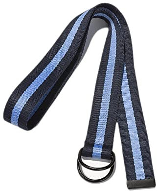 XYFCJK 110-140Cm Gürtel Mit Doppelter Ringschnalle - Gestreifter Kontrast Plus Größe Canvas-Gurtband, Herren-Damen-Jeans-Saisonbund Für Den Schulanfang, Modischer Straßen-Stoffgürtel,Marineblau,11