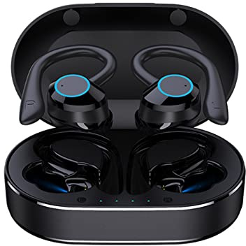 Auricolari Wireless, Q23 PRO Bluetooth 5.1 Sport Auricolari Impermeabili con Custodia di Ricarica Wireless, Cuffie Stereo con Cancellazione del Rumore Cuffie Bulit nel Mic, per Sport Viaggi(Nero)