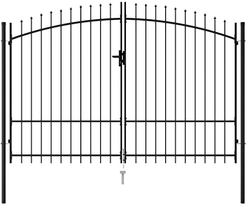 WIFESE Gartentor 300x225 cm Zauntor Doppelflügel mit Speerspitzen GartentüR Gartenzaun Doppelstabmattenzaun Gartenzaun Komplettset Doppelstabmattenzaun Tor GartentüRschloss